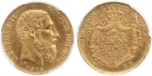 20 Franc Belgio Oro Leopold II (1835 - 1909)
