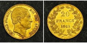 20 Franc Bélgica Oro Leopoldo I de Bélgica (1790-1865)