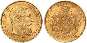 20 Franc Bélgica Oro Leopold II (1835 - 1909)