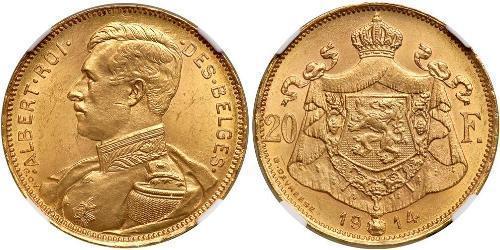 20 Franc Bélgica Oro 