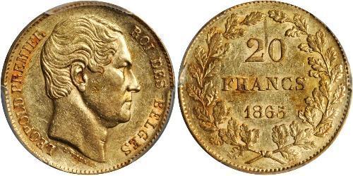 20 Franc Bélgica Oro Leopoldo I de Bélgica (1790-1865)