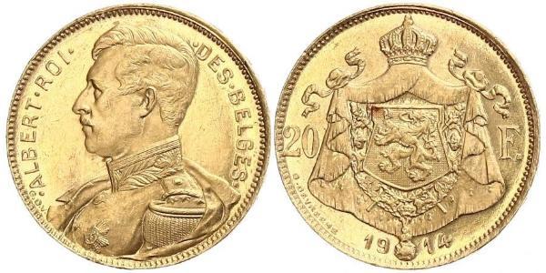 20 Franc Bélgica Oro 