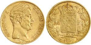 20 Franc Kingdom of France (1815-1830) Oro Carlo X di Francia (1757-1836)