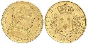 20 Franc Kingdom of France (1815-1830) Oro Luigi XVIII di Francia (1755-1824)