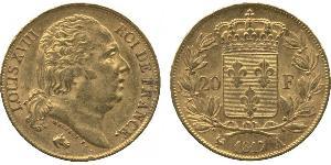 20 Franc Kingdom of France (1815-1830) Oro Luigi XVIII di Francia (1755-1824)