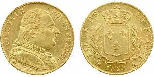 20 Franc Kingdom of France (1815-1830) Oro Luigi XVIII di Francia (1755-1824)