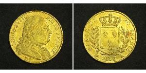 20 Franc Kingdom of France (1815-1830) Oro Luigi XVIII di Francia (1755-1824)