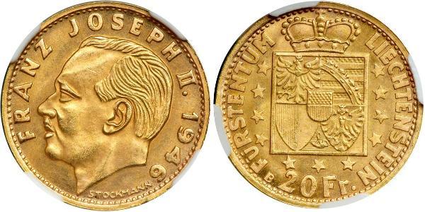 20 Franc Liechtenstein Oro 