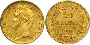 20 Franc Monarchia di Luglio (1830-1848) Oro Luigi Filippo di Francia (1773 -1850)