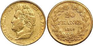 20 Franc Monarchia di Luglio (1830-1848) Oro Luigi Filippo di Francia (1773 -1850)