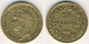 20 Franc Monarchia di Luglio (1830-1848) Oro Luigi Filippo di Francia (1773 -1850)