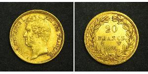 20 Franc Monarchia di Luglio (1830-1848) Oro Luigi Filippo di Francia (1773 -1850)