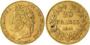 20 Franc Monarchia di Luglio (1830-1848) Oro Luigi Filippo di Francia (1773 -1850)