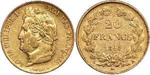 20 Franc Monarchia di Luglio (1830-1848) Oro Luigi Filippo di Francia (1773 -1850)