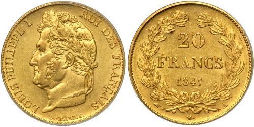 20 Franc Monarchia di Luglio (1830-1848) Oro Luigi Filippo di Francia (1773 -1850)