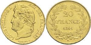 20 Franc Monarquía de Julio (1830-1848) Oro Luis Felipe I de Francia  (1773 -1850)