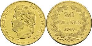 20 Franc Monarquía de Julio (1830-1848) Oro Luis Felipe I de Francia  (1773 -1850)