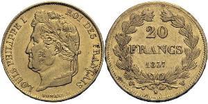 20 Franc Monarquía de Julio (1830-1848) Oro Luis Felipe I de Francia  (1773 -1850)