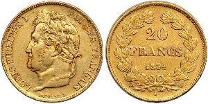 20 Franc Monarquía de Julio (1830-1848) Oro Luis Felipe I de Francia  (1773 -1850)