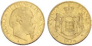 20 Franc Mónaco Oro Carlos III de Mónaco (1818-1889)