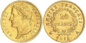 20 Franc Primer Imperio francés (1804-1814) Oro Napoleón Bonaparte(1769 - 1821)