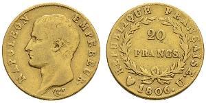 20 Franc Primer Imperio francés (1804-1814) Oro Napoleón Bonaparte(1769 - 1821)