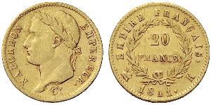 20 Franc Primer Imperio francés (1804-1814) Oro Napoleón Bonaparte(1769 - 1821)