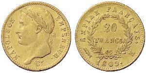 20 Franc Primer Imperio francés (1804-1814) Oro Napoleón Bonaparte(1769 - 1821)