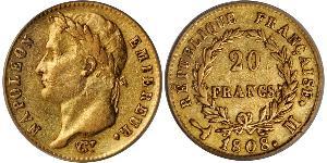 20 Franc Primer Imperio francés (1804-1814) Oro Napoleón Bonaparte(1769 - 1821)