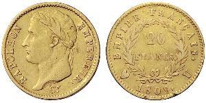 20 Franc Primer Imperio francés (1804-1814) Oro Napoleón Bonaparte(1769 - 1821)