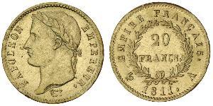 20 Franc Primer Imperio francés (1804-1814) Oro Napoleón Bonaparte(1769 - 1821)