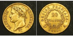 20 Franc Primer Imperio francés (1804-1814) Oro Napoleón Bonaparte(1769 - 1821)