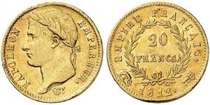 20 Franc Primer Imperio francés (1804-1814) Oro Napoleón Bonaparte(1769 - 1821)