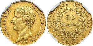 20 Franc Primer Imperio francés (1804-1814) Oro Napoleón Bonaparte(1769 - 1821)