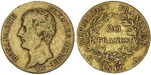 20 Franc Primer Imperio francés (1804-1814) Oro Napoleón Bonaparte(1769 - 1821)