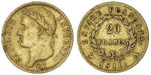 20 Franc Primer Imperio francés (1804-1814) Oro Napoleón Bonaparte(1769 - 1821)