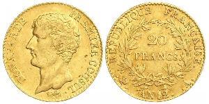 20 Franc Primer Imperio francés (1804-1814) Oro Napoleón Bonaparte(1769 - 1821)