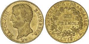 20 Franc Primer Imperio francés (1804-1814) Oro Napoleón Bonaparte(1769 - 1821)