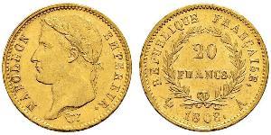 20 Franc Primer Imperio francés (1804-1814) Oro Napoleón Bonaparte(1769 - 1821)