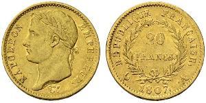20 Franc Primer Imperio francés (1804-1814) Oro Napoleón Bonaparte(1769 - 1821)