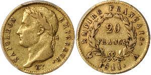 20 Franc Primer Imperio francés (1804-1814) Oro Napoleón Bonaparte(1769 - 1821)