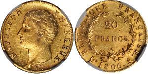 20 Franc Primer Imperio francés (1804-1814) Oro Napoleón Bonaparte(1769 - 1821)