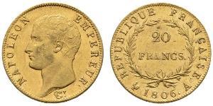 20 Franc Primer Imperio francés (1804-1814) Oro Napoleón Bonaparte(1769 - 1821)