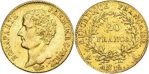 20 Franc Primer Imperio francés (1804-1814) Oro Napoleón Bonaparte(1769 - 1821)