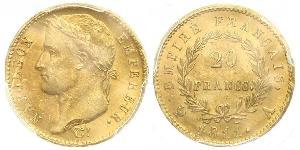 20 Franc Primer Imperio francés (1804-1814) Oro Napoleón Bonaparte(1769 - 1821)