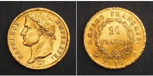 20 Franc Primer Imperio francés (1804-1814) Oro Napoleón Bonaparte(1769 - 1821)