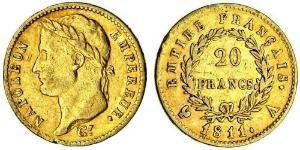 20 Franc Primer Imperio francés (1804-1814) Oro Napoleón Bonaparte(1769 - 1821)
