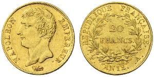 20 Franc Primer Imperio francés (1804-1814) Oro Napoleón Bonaparte(1769 - 1821)