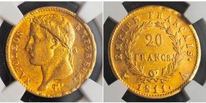 20 Franc Primer Imperio francés (1804-1814) Oro Napoleón Bonaparte(1769 - 1821)