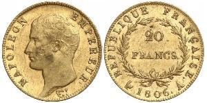 20 Franc Primer Imperio francés (1804-1814) Oro Napoleón Bonaparte(1769 - 1821)